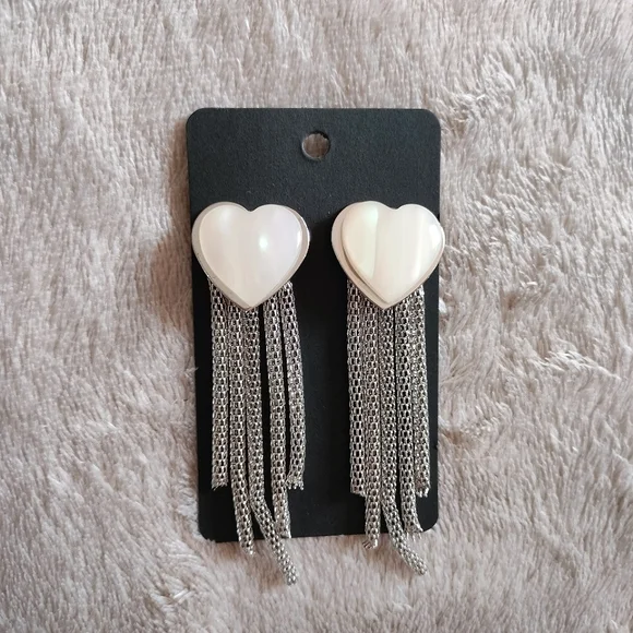 Irridescent Heart Statement Earrings - Picture 4 of 9